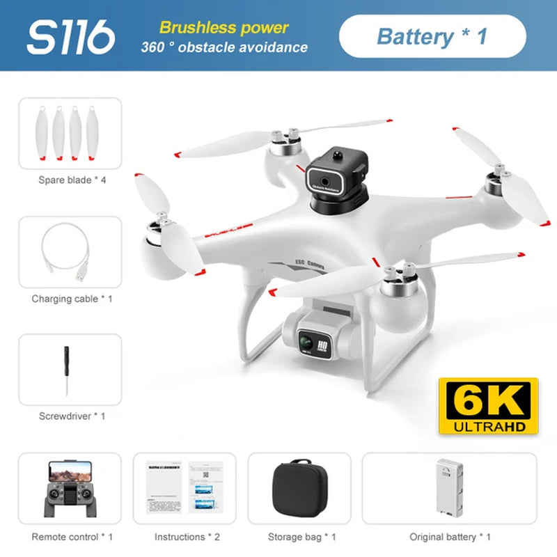 Professional S116 MAX Drone 8K WIFI FPV Camera 360° Obstacle Avoidance Brushless Motor RC Quadcopter Mini Dron Toy