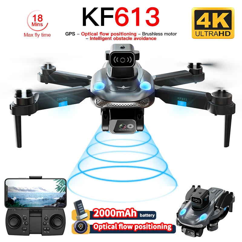 KF613 4K GPS Drone with Camera Obstacle Avoidance FPV Quadcopter Brushless Motor 5G WIFI 18Min Flight Mini Dron under 250G