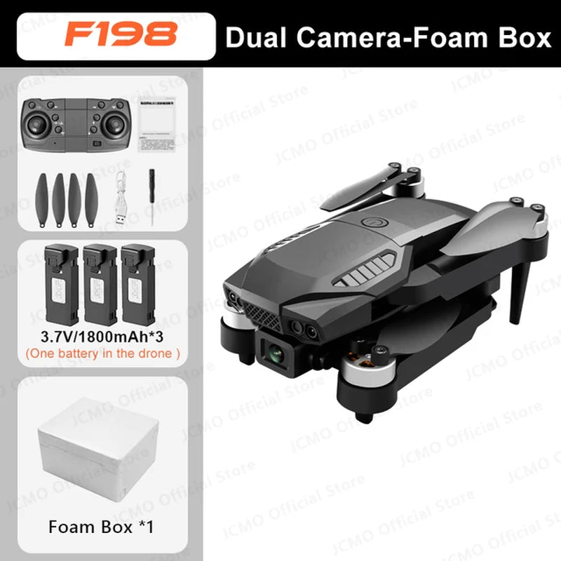 F198 Mini Drone Brushless Optical Flow Positioning Dual Camera Remote Control FPV Dron Foldable Aircraft Quadcopter RC Toys