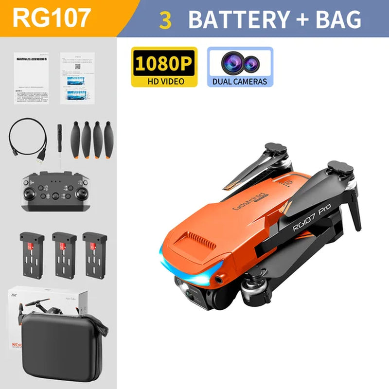 2022 New Intelligent Avoidance RG107 Drone Drone 4K Profesional Black/Orange HD Dual Camera WIFI FPV RC Quadcopter Dron