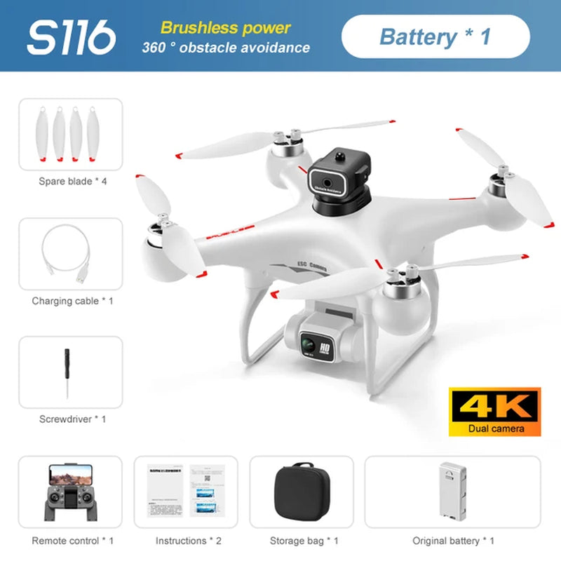 Professional S116 MAX Drone 8K WIFI FPV Camera 360° Obstacle Avoidance Brushless Motor RC Quadcopter Mini Dron Toy