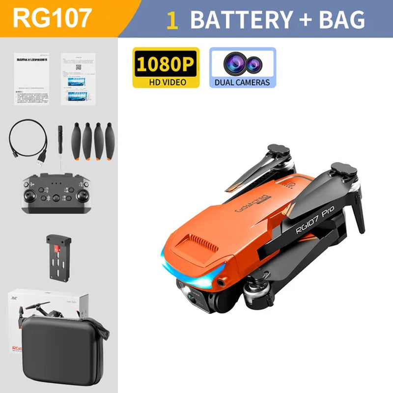 2022 New Intelligent Avoidance RG107 Drone Drone 4K Profesional Black/Orange HD Dual Camera WIFI FPV RC Quadcopter Dron