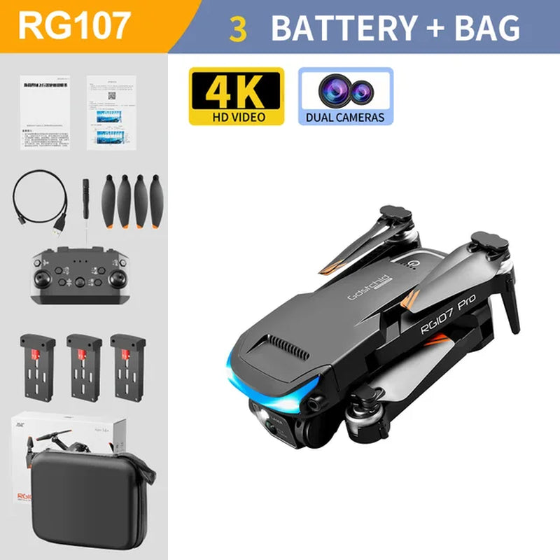 2022 New Intelligent Avoidance RG107 Drone Drone 4K Profesional Black/Orange HD Dual Camera WIFI FPV RC Quadcopter Dron