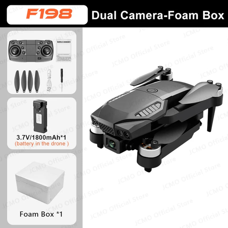 F198 Mini Drone Brushless Optical Flow Positioning Dual Camera Remote Control FPV Dron Foldable Aircraft Quadcopter RC Toys