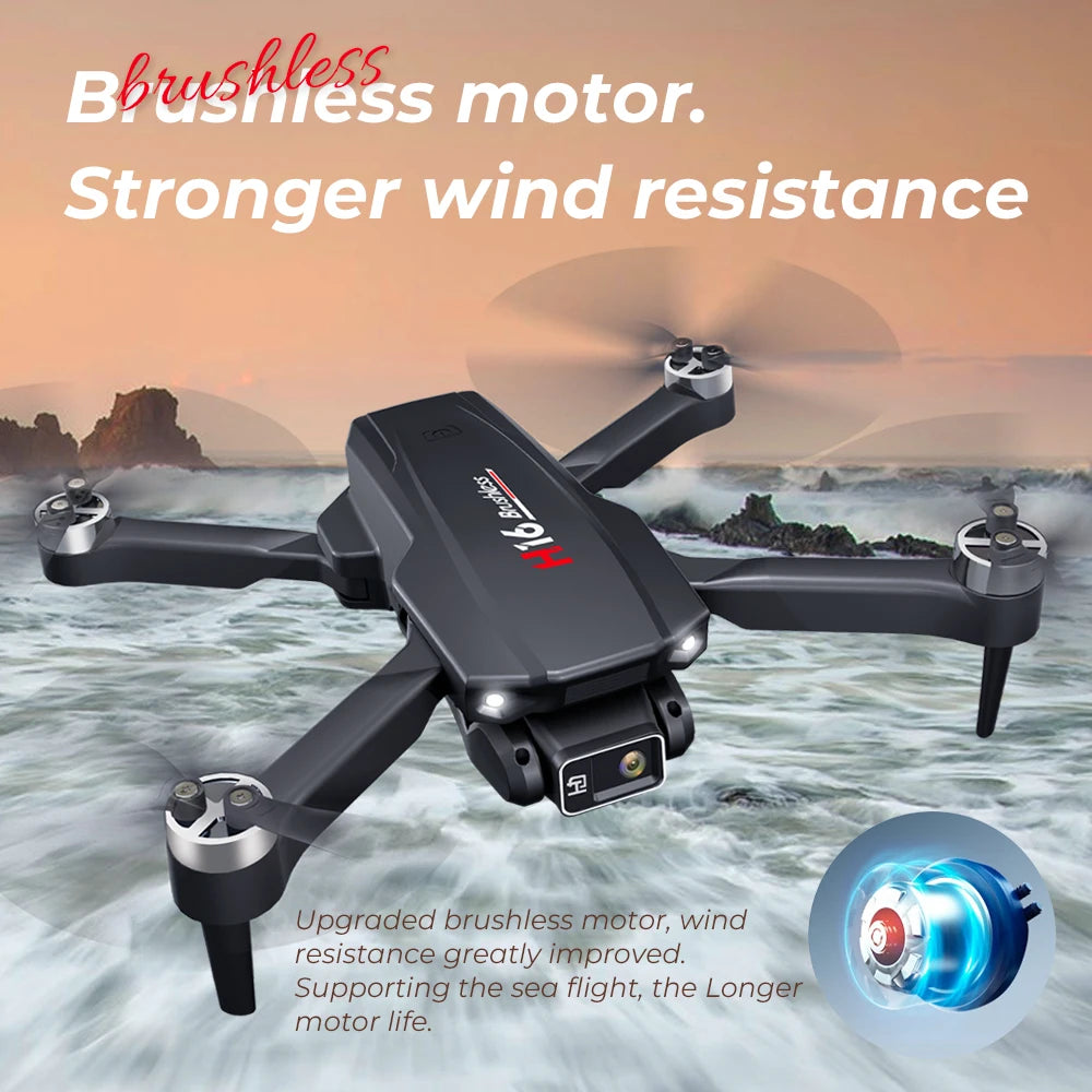 New Drone H16 GPS Professional Dual Camera Dron Quadcopter Brushless Aerial Photography Laser Obstacle Avoidance RC Toy