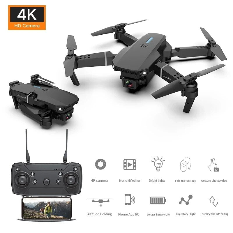 E88 Professional Wide Angle RC Dron HD 4K Camera Mode Foldable Helicopter Aircraft Quadcopter Drone Kid Gift Toys