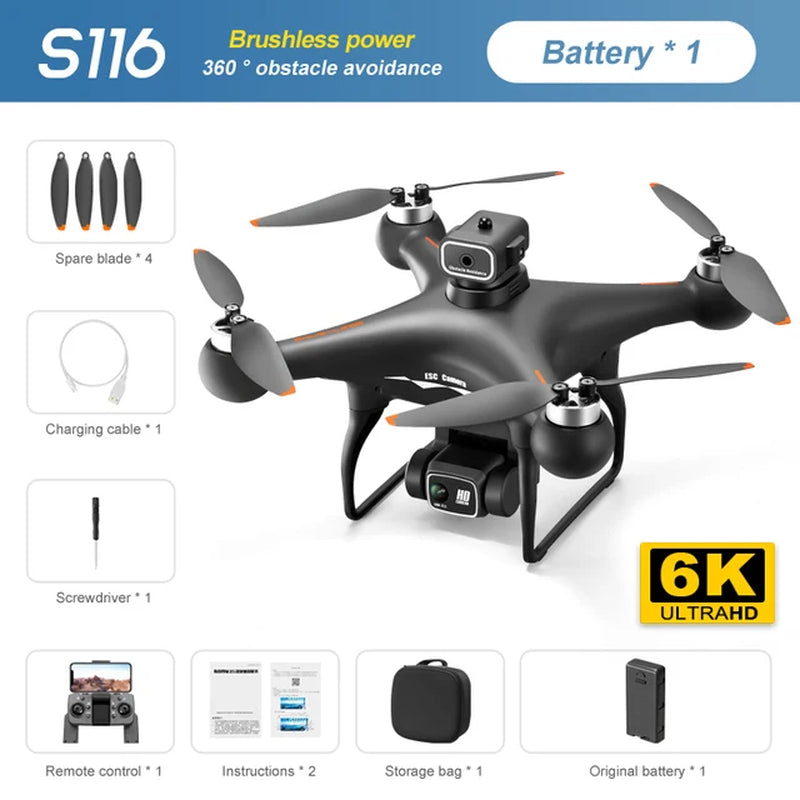 Professional S116 MAX Drone 8K WIFI FPV Camera 360° Obstacle Avoidance Brushless Motor RC Quadcopter Mini Dron Toy