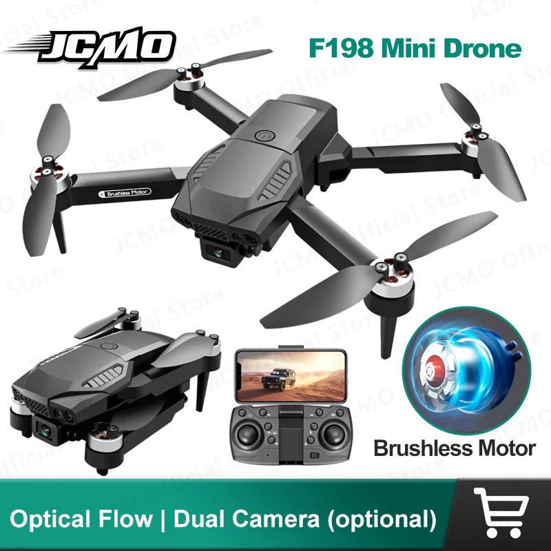 F198 Mini Drone Brushless Optical Flow Positioning Dual Camera Remote Control FPV Dron Foldable Aircraft Quadcopter RC Toys