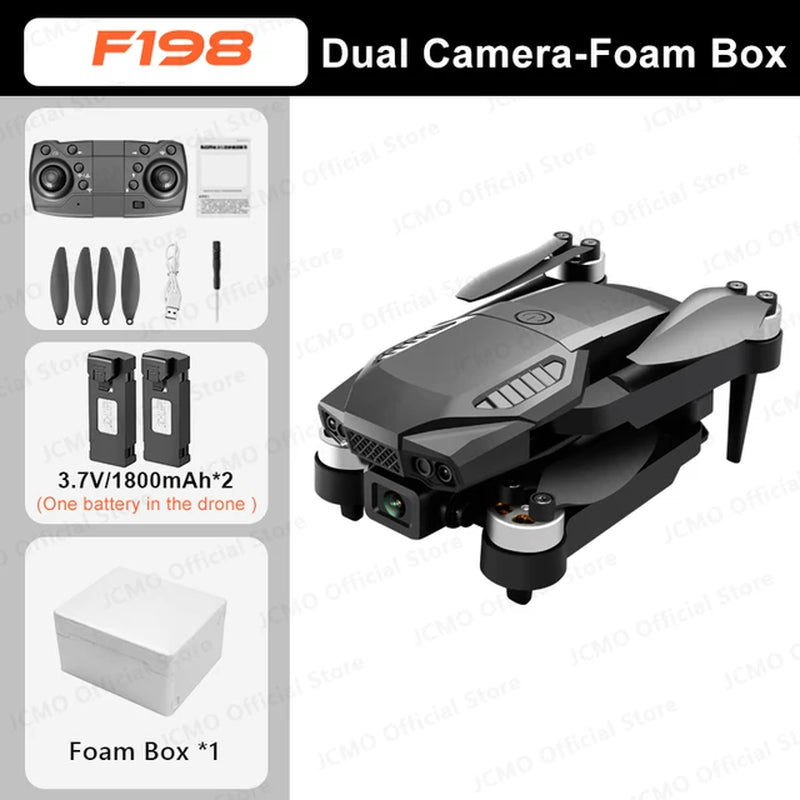 F198 Mini Drone Brushless Optical Flow Positioning Dual Camera Remote Control FPV Dron Foldable Aircraft Quadcopter RC Toys